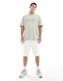 HUGO Blue Nitlogo Oversized T-shirt In Light Green For Men -Hugoro Store 206890607 4