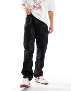 HUGO Blue Nate Denim Jeans In Black With Logo All Over Print For Men -Hugoro Store 206890610 1 black 1