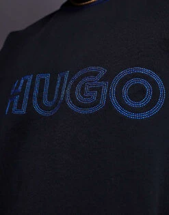 HUGO Blue Nitlogolong Crew Sweatshirt In Black For Men -Hugoro Store 206890706 3