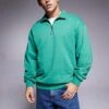 HUGO Blue Neeler Half Zip Sweatshirt In Green For Men