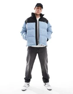 HUGO Blue Byres Puffer Jacket In Black And Blue All Over Print For Men 9 HUGO Blue Byres Puffer Jacket In Black And Blue All Over Print For Men -Hugoro Store 206890766 1 blue 1