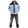 HUGO Blue Byres Puffer Jacket In Black And Blue All Over Print For Men