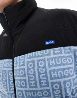 HUGO Blue Byres Puffer Jacket In Black And Blue All Over Print For Men 7 HUGO Blue Byres Puffer Jacket In Black And Blue All Over Print For Men -Hugoro Store 206890766 3