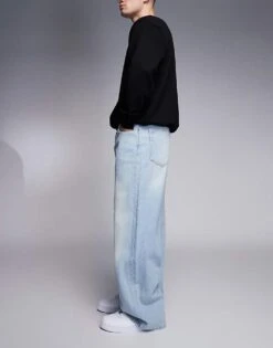 HUGO Blue Mason Loose Fit Denim Jeans In Lightwash Blue For Men -Hugoro Store 206891069 2