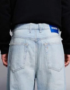 HUGO Blue Mason Loose Fit Denim Jeans In Lightwash Blue For Men -Hugoro Store 206891069 5