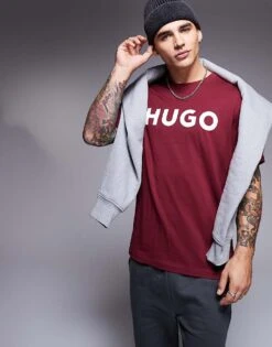 HUGO Red Dulivio T-shirt In Burgundy For Men -Hugoro Store 206892198 1 red 1