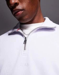 HUGO Red Durty Half Zip Sweatshirt In Light Purple For Men -Hugoro Store 206892226 2