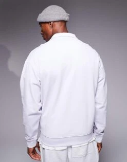 HUGO Red Durty Half Zip Sweatshirt In Light Purple For Men -Hugoro Store 206892226 4