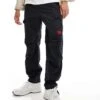 HUGO Red Garlo Cargo Trousers In Black For Men