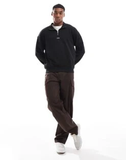 HUGO Red Durty Half Zip Sweatshirt In Black For Men -Hugoro Store 206892467 4