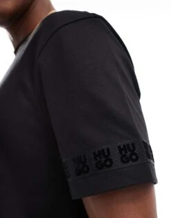 HUGO Red Deternati T-shirt In Black With Sleeve Trim For Men -Hugoro Store 206892477 4