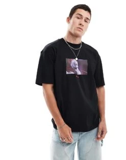 HUGO Red Dijack Nightmare Before Christmas Oversized T-shirt In Black For Men -Hugoro Store 206892503 2