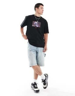 HUGO Red Dijack Nightmare Before Christmas Oversized T-shirt In Black For Men -Hugoro Store 206892503 4