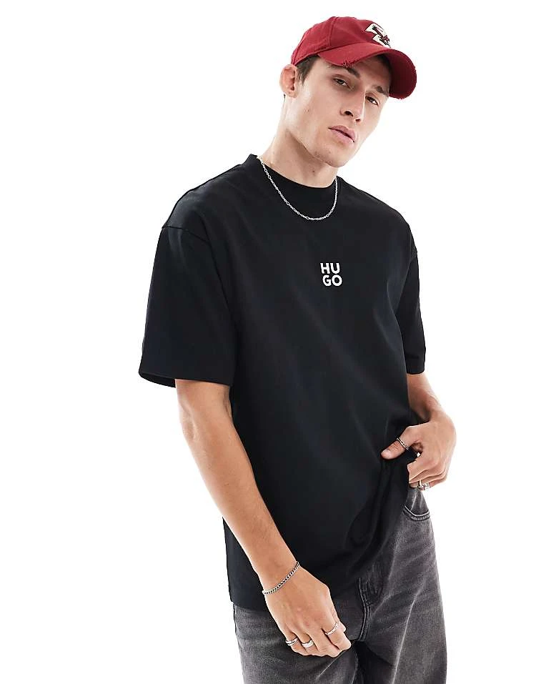 HUGO Red Dflofire T-shirt In Black For Men 2 HUGO Red Dflofire T-shirt In Black For Men - Image 2