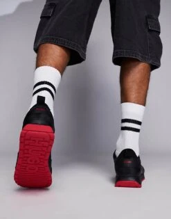 HUGO Red Icelin Runn Trainers In Black And Red For Men -Hugoro Store 206892519 3