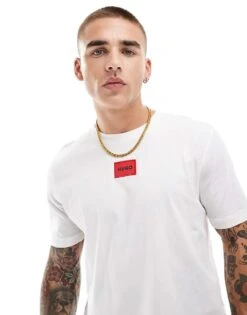 Hugo Red Hugo Diragolino Box Logo Tshirt In White - WHITE For Men