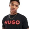 Hugo Red Hugo Dulivio Logo T-shirt With Red Logo In Black - BLACK For Men
