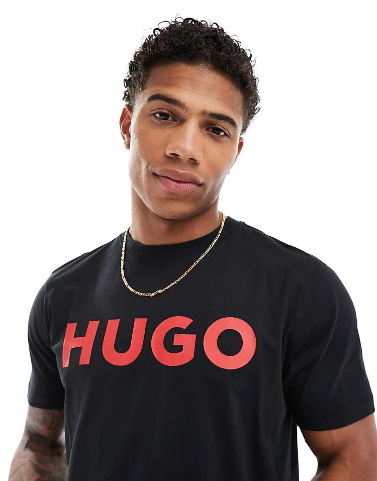 Hugo Red Hugo Dulivio Logo T-shirt With Red Logo In Black - BLACK For Men 1 Hugo Red Hugo Dulivio Logo T-shirt With Red Logo In Black - BLACK For Men