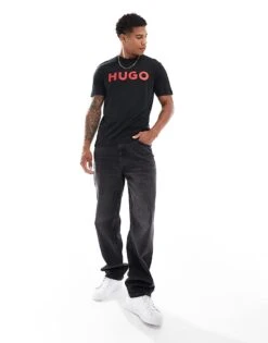 Hugo Red Hugo Dulivio Logo T-shirt With Red Logo In Black - BLACK For Men 7 Hugo Red Hugo Dulivio Logo T-shirt With Red Logo In Black - BLACK For Men -Hugoro Store 207066341 3