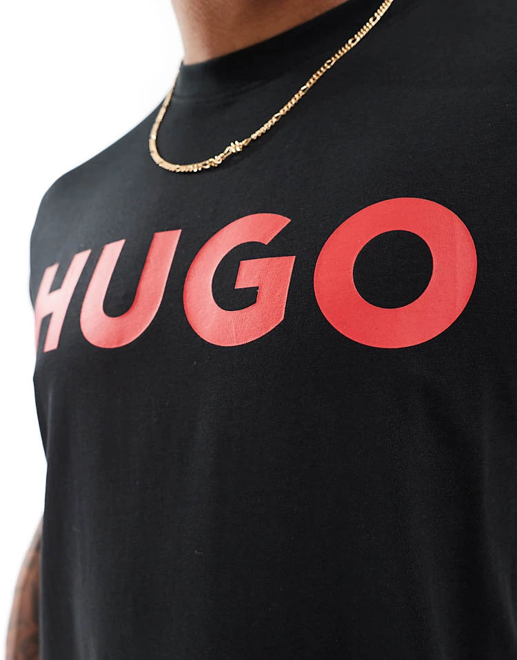 Hugo Red Hugo Dulivio Logo T-shirt With Red Logo In Black - BLACK For Men 4 Hugo Red Hugo Dulivio Logo T-shirt With Red Logo In Black - BLACK For Men - Image 4