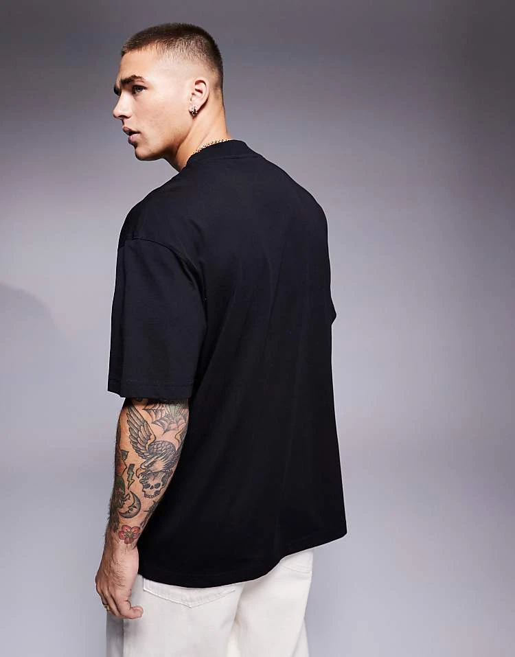 HUGO BLUE Noideryo Loose Fit T-shirt Wih Line Print Logo In Black For Men 3 HUGO BLUE Noideryo Loose Fit T-shirt Wih Line Print Logo In Black For Men - Image 3