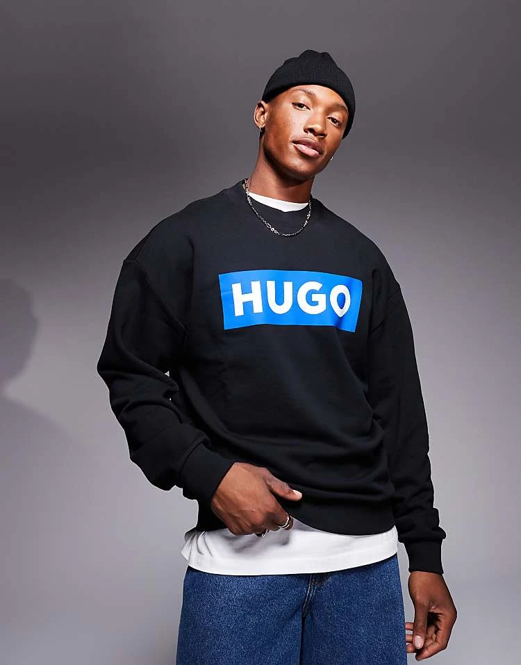 HUGO BLUE Niero Central Logo Sweatshirt In Black For Men 5 HUGO BLUE Niero Central Logo Sweatshirt In Black For Men - Image 5