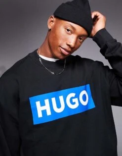 HUGO BLUE Niero Central Logo Sweatshirt In Black For Men 6 HUGO BLUE Niero Central Logo Sweatshirt In Black For Men -Hugoro Store 207342959 2