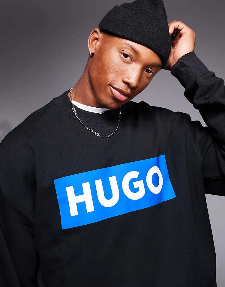 HUGO BLUE Niero Central Logo Sweatshirt In Black For Men 2 HUGO BLUE Niero Central Logo Sweatshirt In Black For Men - Image 2