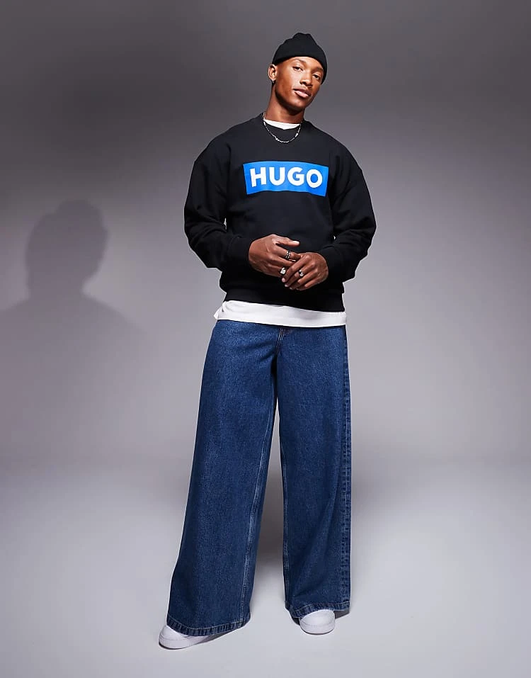 HUGO BLUE Niero Central Logo Sweatshirt In Black For Men 3 HUGO BLUE Niero Central Logo Sweatshirt In Black For Men - Image 3