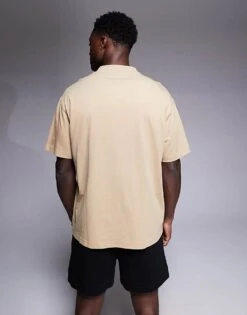 HUGO BLUE Noideryo Loose Fit T-shirt Wih Line Print Logo In Beige For Men Medium Beige -Hugoro Store 207342964 4