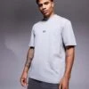 HUGO BLUE Nieros Central Small Logo T-shirt In Grey For Men Open Grey