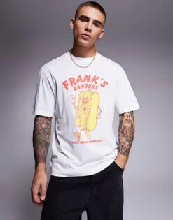 HUGO BLUE Hotdog Print T-shirt In White For Men -Hugoro Store 207342998 1 white 1