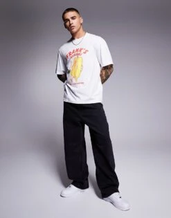 HUGO BLUE Hotdog Print T-shirt In White For Men -Hugoro Store 207342998 2