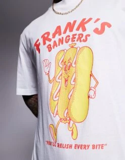 HUGO BLUE Hotdog Print T-shirt In White For Men -Hugoro Store 207342998 4