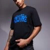 HUGO BLUE Nafralo Scattered Logo T-shirt In Black For Men