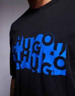 HUGO BLUE Nafralo Scattered Logo T-shirt In Black For Men 7 HUGO BLUE Nafralo Scattered Logo T-shirt In Black For Men -Hugoro Store 207342999 3