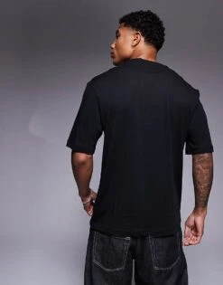 HUGO BLUE Nafralo Scattered Logo T-shirt In Black For Men 8 HUGO BLUE Nafralo Scattered Logo T-shirt In Black For Men -Hugoro Store 207342999 4