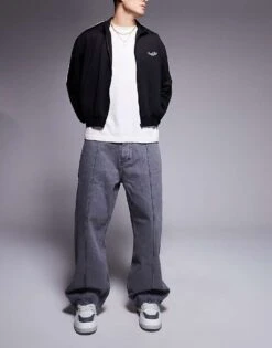 HUGO BLUE Mason Baggy Fit Jeans In Grey With Front Seam For Men Medium Grey -Hugoro Store 207343015 1 mediumgrey 1