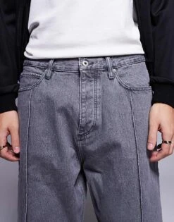 HUGO BLUE Mason Baggy Fit Jeans In Grey With Front Seam For Men Medium Grey -Hugoro Store 207343015 5