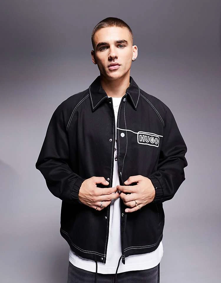 HUGO BLUE Bujo Collared Jacket In Black For Men 1 HUGO BLUE Bujo Collared Jacket In Black For Men