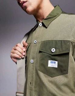 HUGO BLUE Ebrido Co-ord Contrast Pocket Overshirt In Green For Men Open Green -Hugoro Store 207343062 3