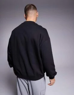 HUGO BLUE Noideryos Loose Fit Sweatshirt With Line Logo In Black For Men -Hugoro Store 207343070 3