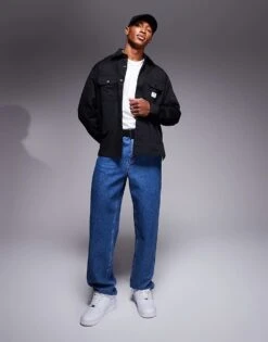 HUGO BLUE Ekynone Oversized Overshirt In Black For Men