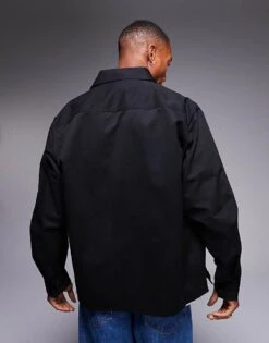 HUGO BLUE Ekynone Oversized Overshirt In Black For Men -Hugoro Store 207343078 4