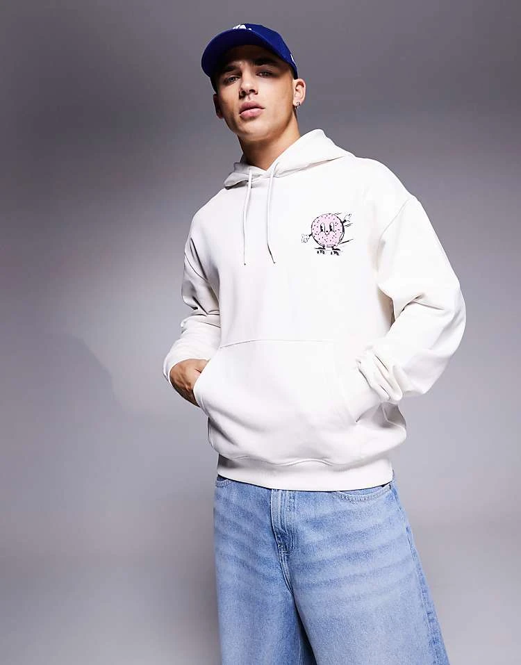 HUGO BLUE Namiko Hoodie With Donut Print In Off White For Men Open White 3 HUGO BLUE Namiko Hoodie With Donut Print In Off White For Men Open White - Image 3