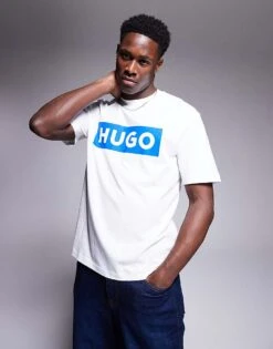 HUGO BLUE Nico Chest Logo T-shirt In White For Men -Hugoro Store 207343136 1 white 1
