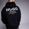 HUGO BLUE Loose Fit Nazardo Logo Hoodie In Black For Men