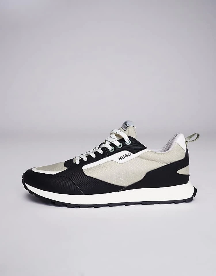 HUGO Red Icelin Contrast Runner In Black And Stone For Men Open Beige 2 HUGO Red Icelin Contrast Runner In Black And Stone For Men Open Beige - Image 2