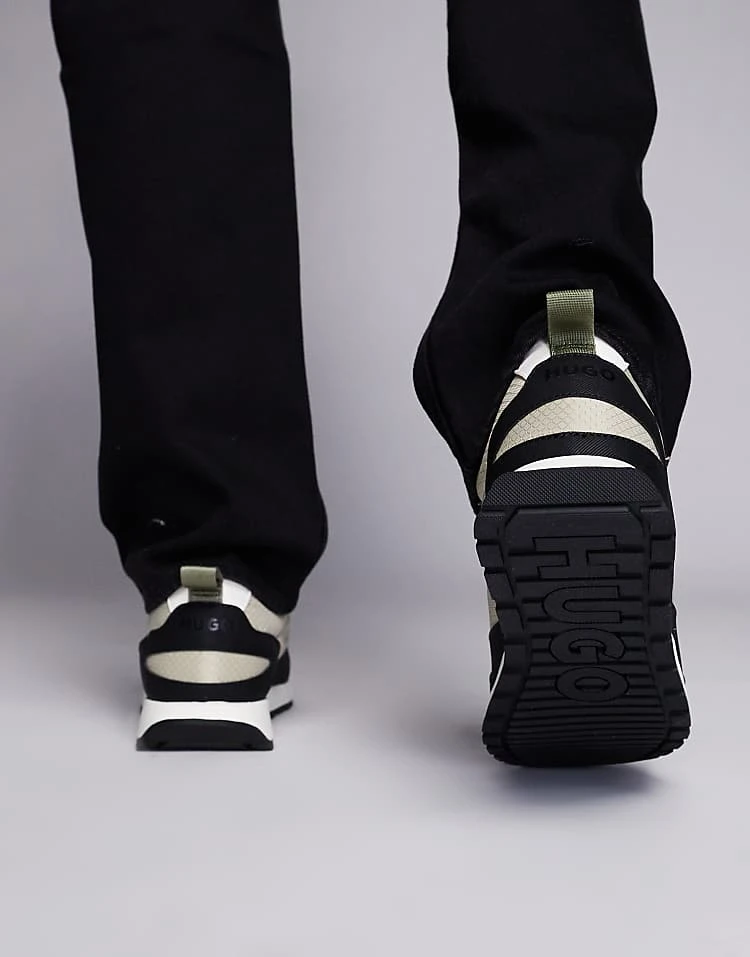 HUGO Red Icelin Contrast Runner In Black And Stone For Men Open Beige 3 HUGO Red Icelin Contrast Runner In Black And Stone For Men Open Beige - Image 3