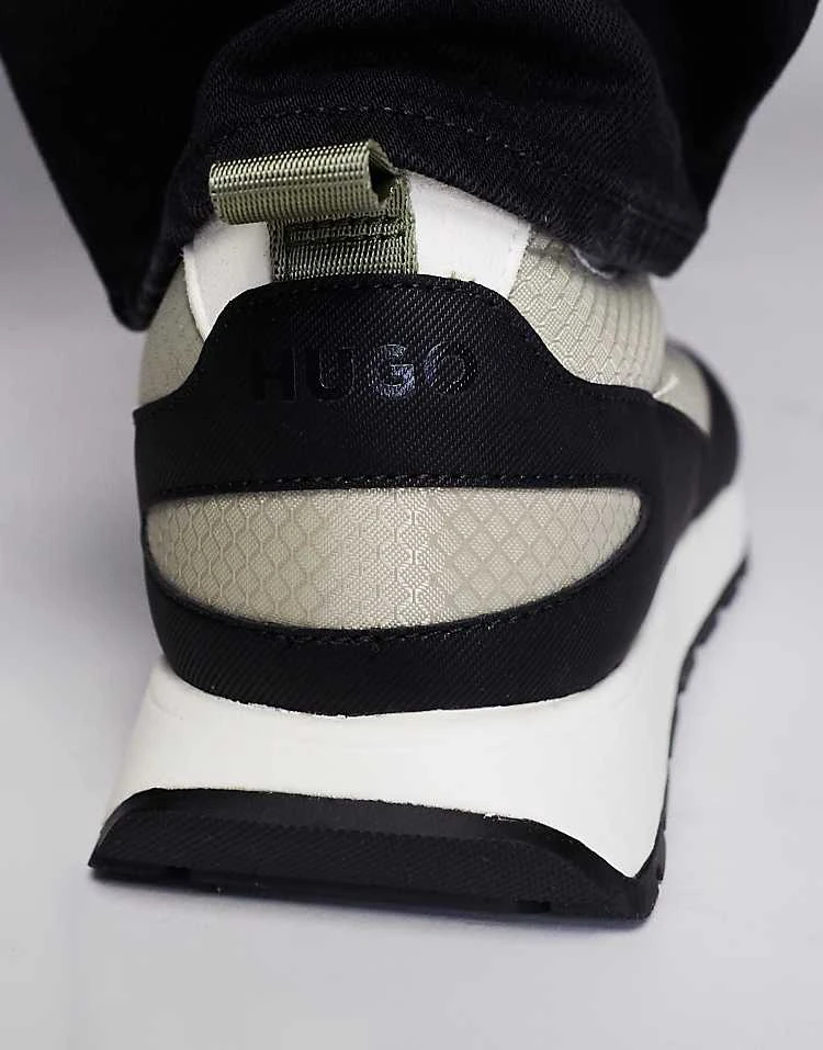 HUGO Red Icelin Contrast Runner In Black And Stone For Men Open Beige 4 HUGO Red Icelin Contrast Runner In Black And Stone For Men Open Beige - Image 4